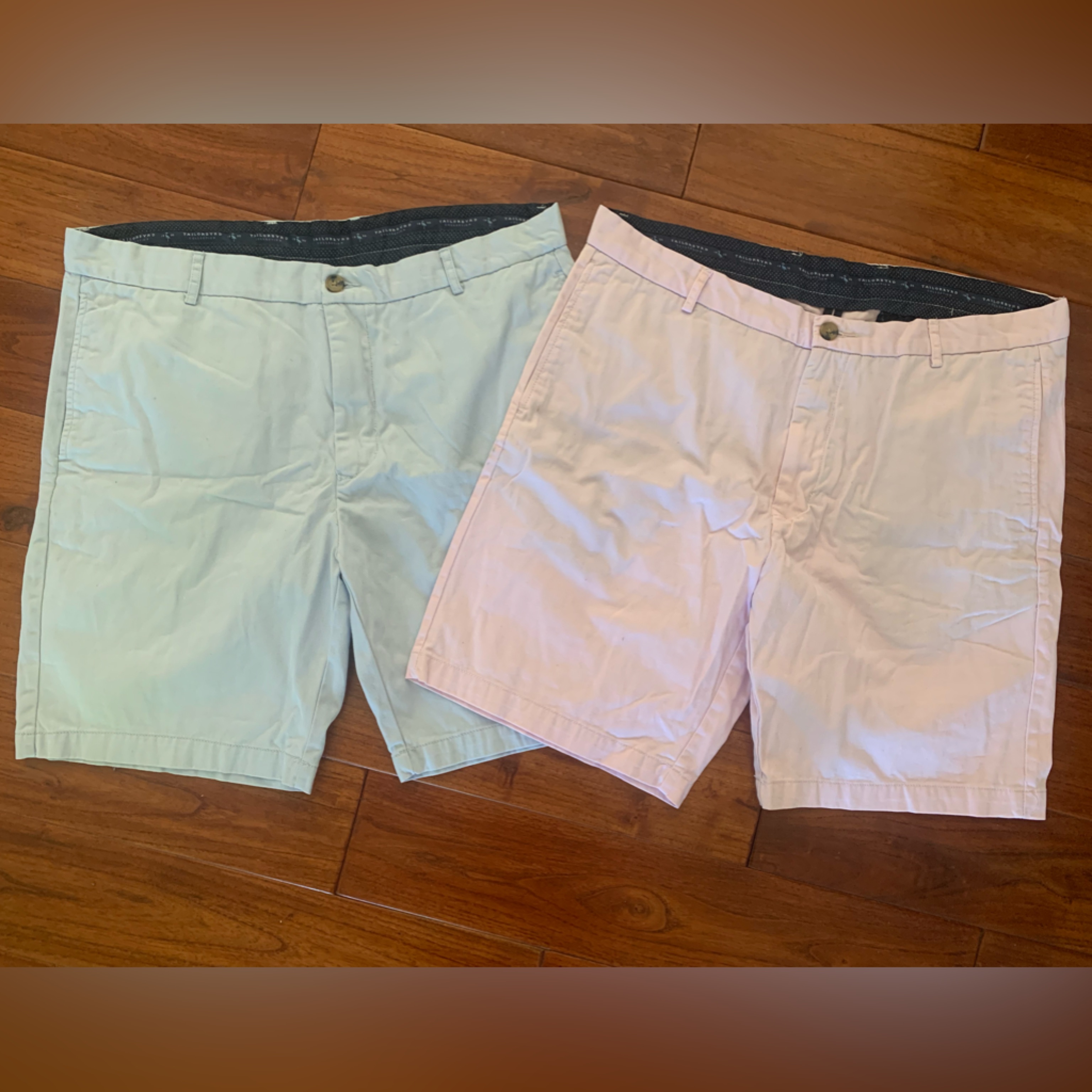 Tailorbryd Shorts Mens 38 Chino Pale Blue & Pink Performance Golf Flat Front Lot